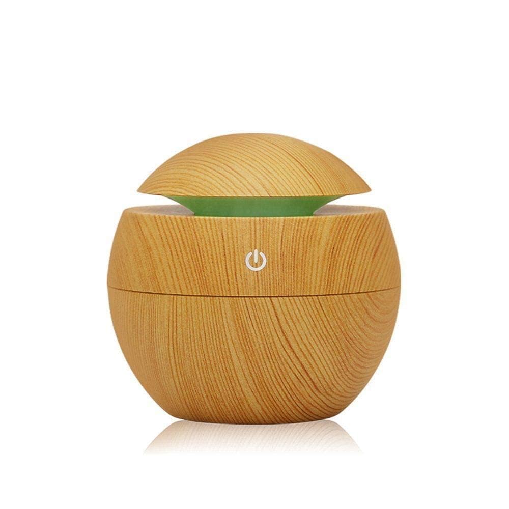 hanso Ultrasonic Aroma Humidifier with Color-Changing LED Lights - 130ml Capacity, Pure Water Atomization Chip, Delightfully Fresh Air for Any Environment (Light Brown)