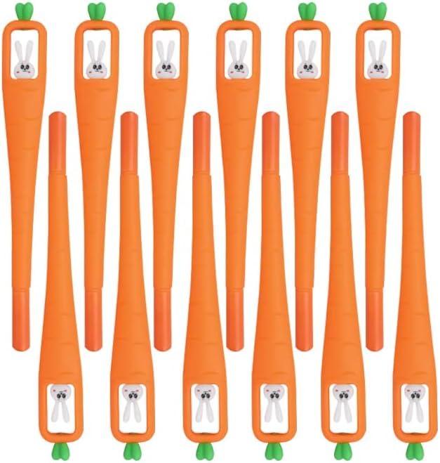 3 Pieces Cute Rabbit Carrot Shape Gel Pens for Women Girls Black Christmas Birthday Back to School Gifts High Quality
