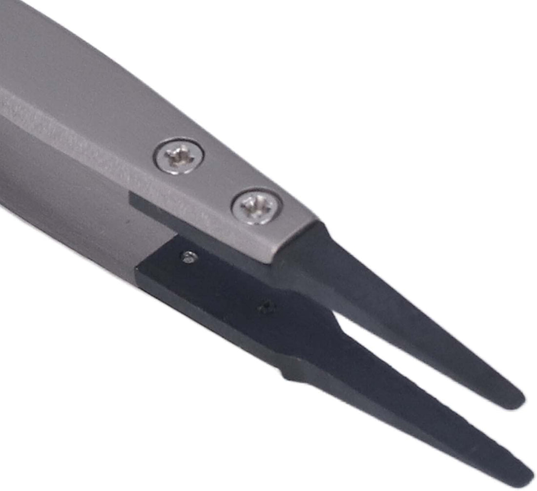 MySouqEg - Store - (1pcs) Precision Anti-Static Tweezers (130mm / 5.1 in) - Stainless Steel with Replaceable Tips for Electronics & Vaping