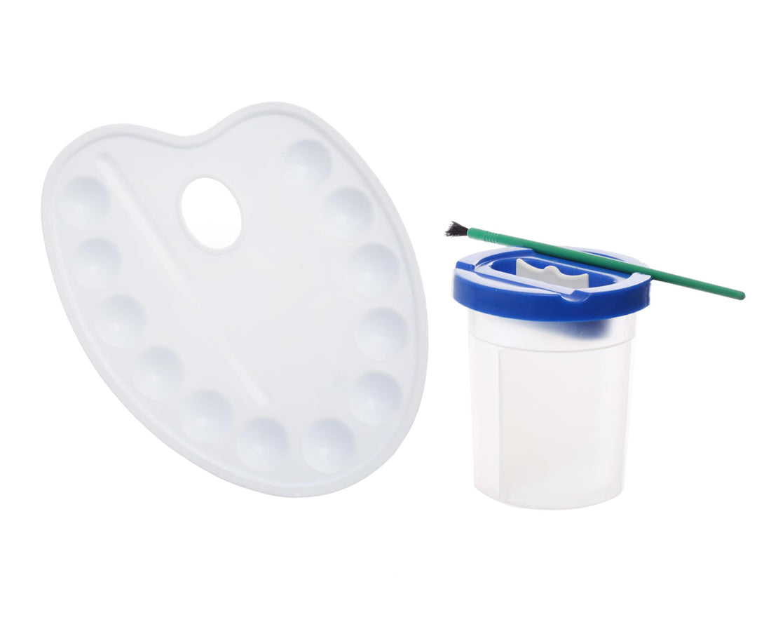 Ark Paint Palette Plastic Oval 12 Well With Brush And Divider Cup Model 1459