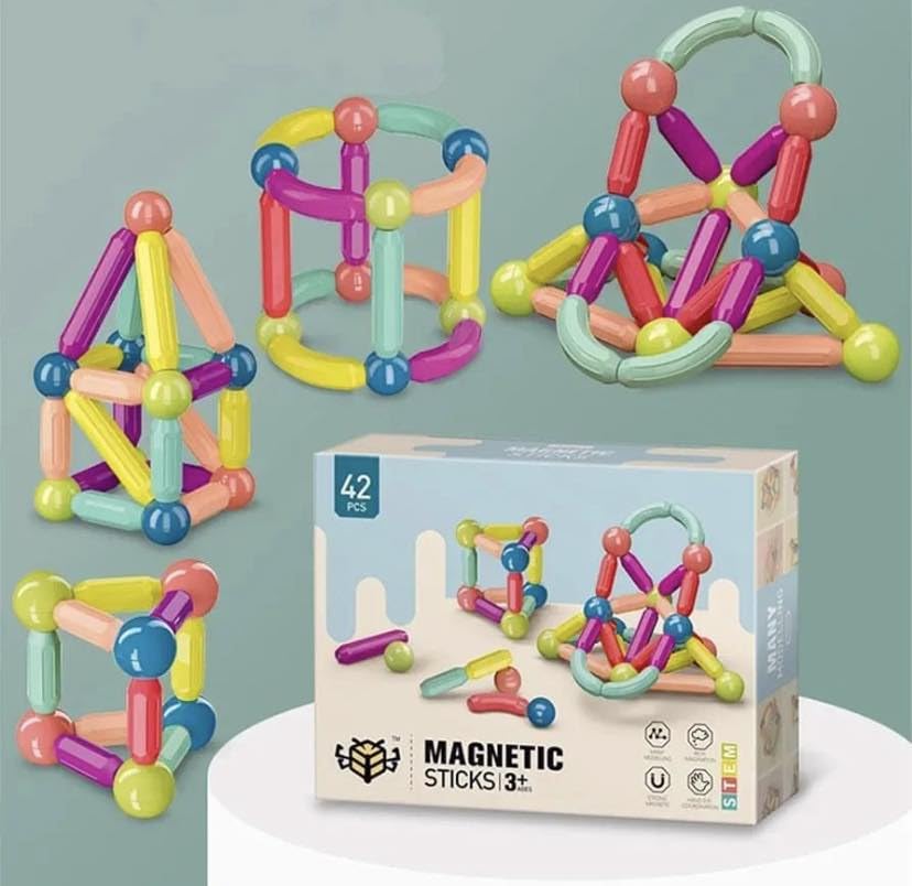 KIDSZONE Magnetic Building Blocks STEM Educational Toy for Kids Montessori Learning Sticks and Balls Preschool Sensory Toys for Toddlers Gift for 3 Year Old Boys & Girls (36 PCS)
