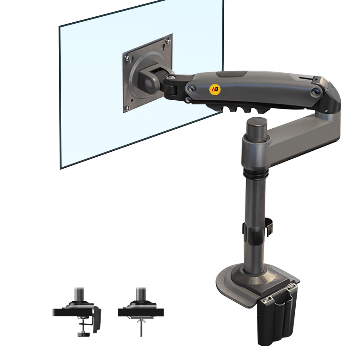 NB North Bayou Monitor Arm with Gas Spring for 17-30 Inch Computer Monitor, Monitor Stand Load Max 9 kg VESA 75/100 mm Monitor Mount H100