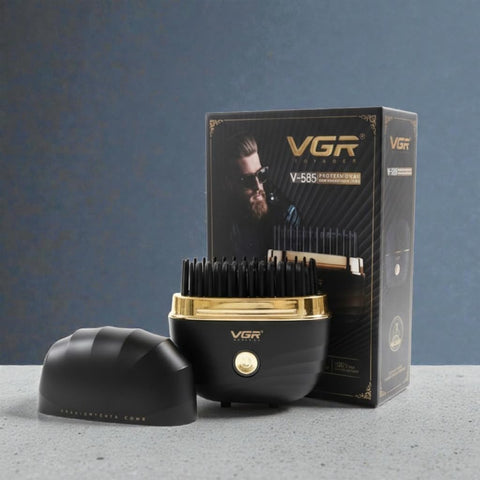 VGR V-585 Cordless Hair Straightener Brush, Portable Mini Hot Comb with 2 Level Temperature Control 160-180°C, 2000mAh Battery, Anti-Scald Comb Teeth, for Hair and Beard Styling, Black and Gold