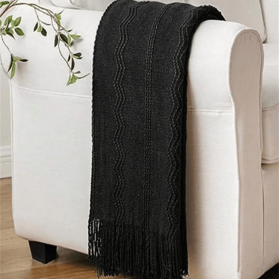 Decorative Wave Pattern Knitted Bed Blanket for Nap