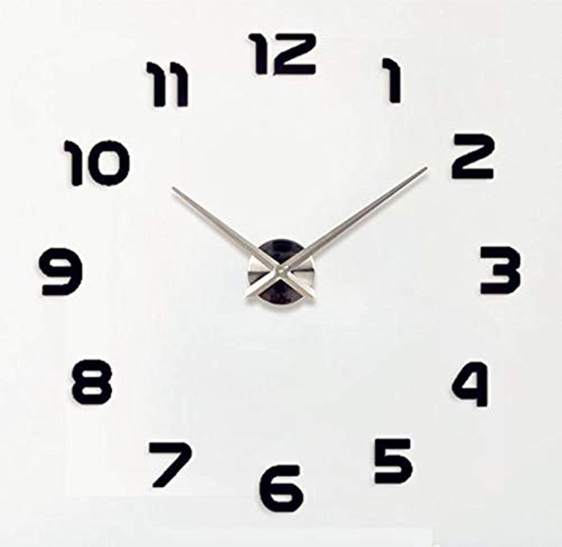 Large Diy Quartz 3d Wall Clock Acrylic Sticker Wall Clock，Color Black