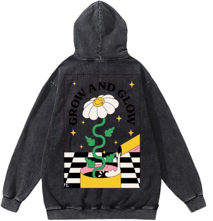 GROW AND GLOW Hoodie washed bac