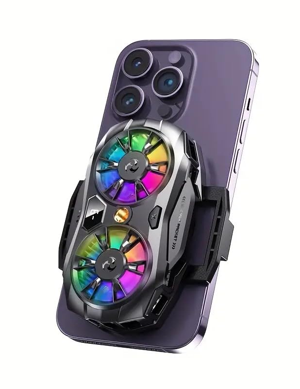Next store K32 Turbo Phone Cooler Dual Semiconductor 4 Speed Gaming Fan with Digital Display and RGB Live Streaming Stand Port for iPhone 15 14 13 Pro Max Samsung Galaxy S24 S23 Ultra Android