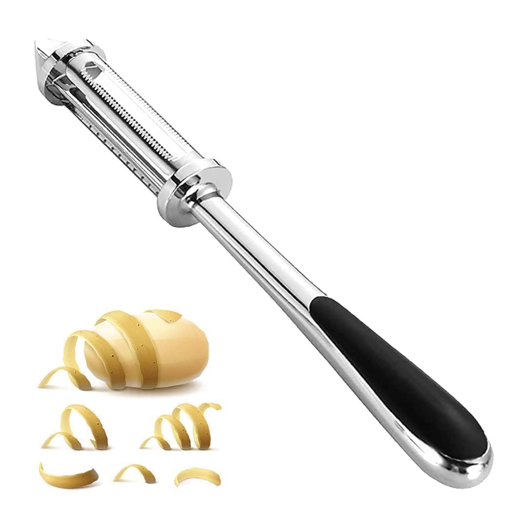 Premium Stainless Steel Vegetable Peeler with Ergonomic Handle, Silver and Black,Peelers - 3 in 1 Multifunctional Vegetable/Fruit Peelers - Stainless Steel Peeler (Silver/Black)