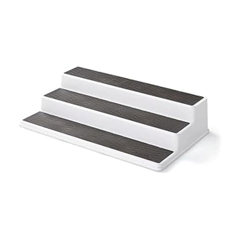 Copco 2555-0188 Non-Skid 3-Tier Spice Pantry Kitchen Cabinet Organizer, 15-Inch, White/Gray