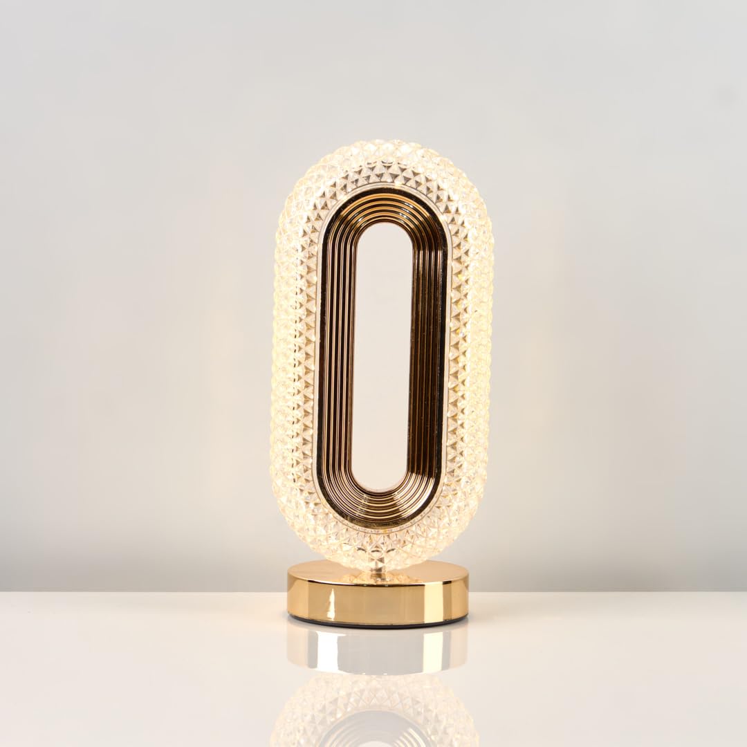 Oops Modern Decorative Indoor Table Lamp – Crystal LED Rechargeable Table Lamp with Luxurious Design -Gold