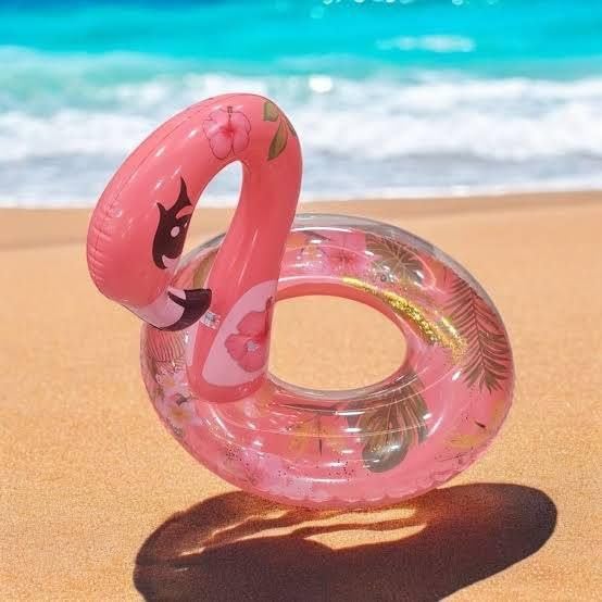 Pink Flamingo Inflatable Pool Float, 90 cm, Premium PVC Material, Tropical Summer Design for Teens and Kids, Beach and Pool Accessory