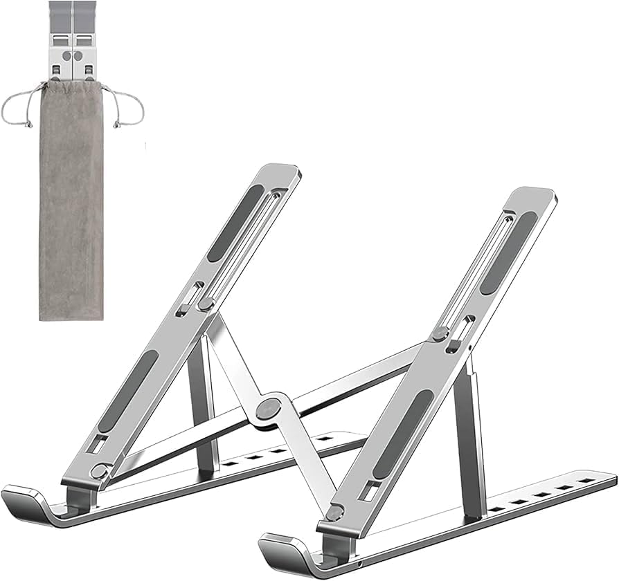 Laptop Stand, tablets & books holder, Portable Ergonomic Holder with 7 Height Adjustments, Compatible with 10-15.6 inch Laptops, Tablets, Books, Foldable Design with Storage Bag