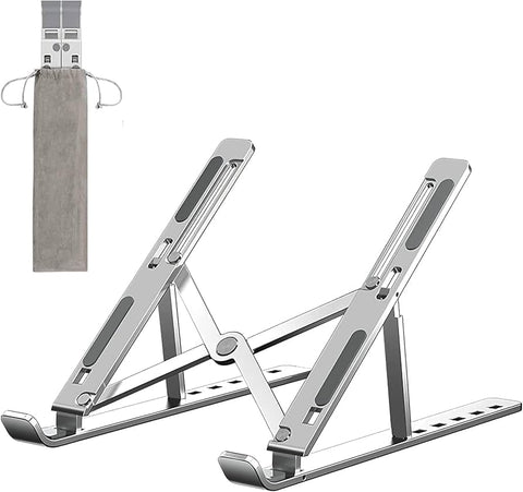 Laptop Stand, tablets & books holder, Portable Ergonomic Holder with 7 Height Adjustments, Compatible with 10-15.6 inch Laptops, Tablets, Books, Foldable Design with Storage Bag