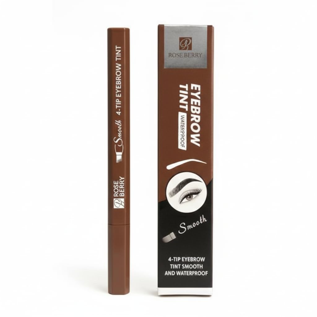 Rose Berry 4-Tip Eyebrow Tint, Smooth and Waterproof, Brown Color