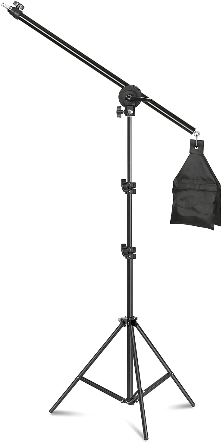 Padom Softbox Photography Lighting Kit Studio Equipment, 2800-5700K 150W Bi-color Temperature Bulb with Remote, Light Stand, Boom Arm softbox for Portrait Product Shooting (Boom arm)