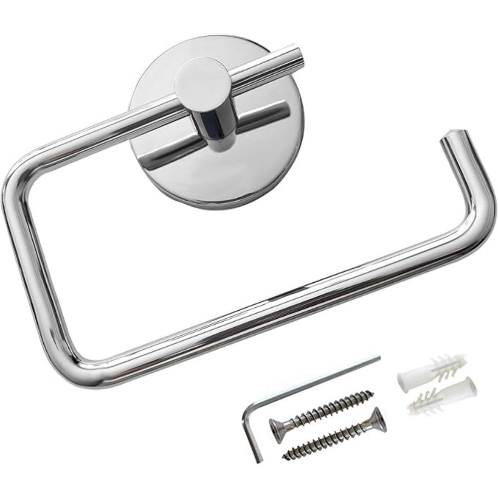 Sesera Wall-Mounted Open Toilet Paper Holder, Chrome & Nickel Finish Bathroom Tissue Dispenser for Toilet, Kitchen & Washroom Use, Rustproof Stainless Steel Design,Tray with Screws & Anchors. (Circle)