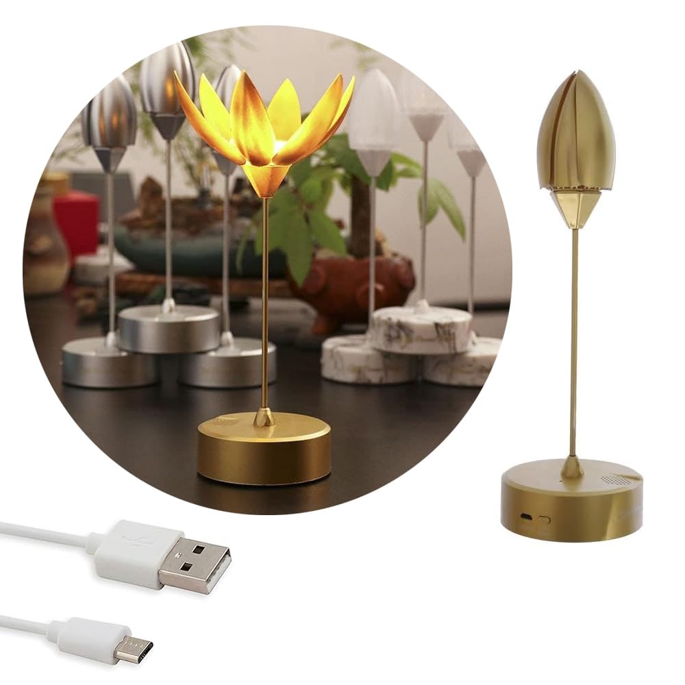 Color Changing Lotus Flower Shaped Music Lamp Touch Switch USB Rechargeable (2)