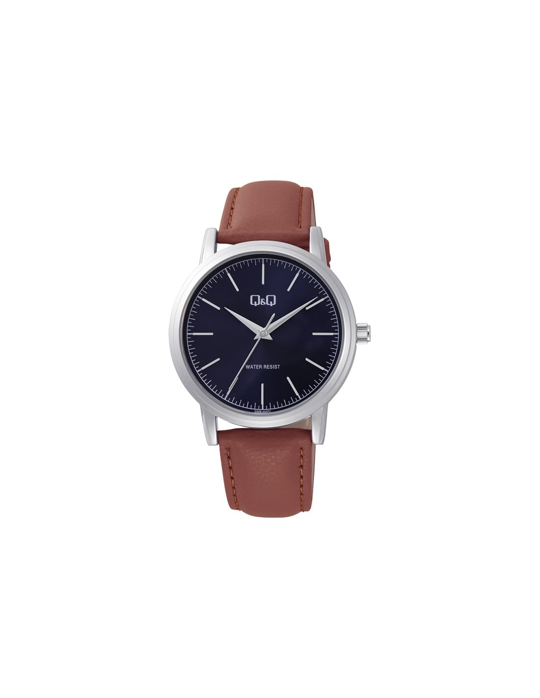 Q&Q WATCHES Q59B-004PY Battery Watch with Leather Strap Brown
