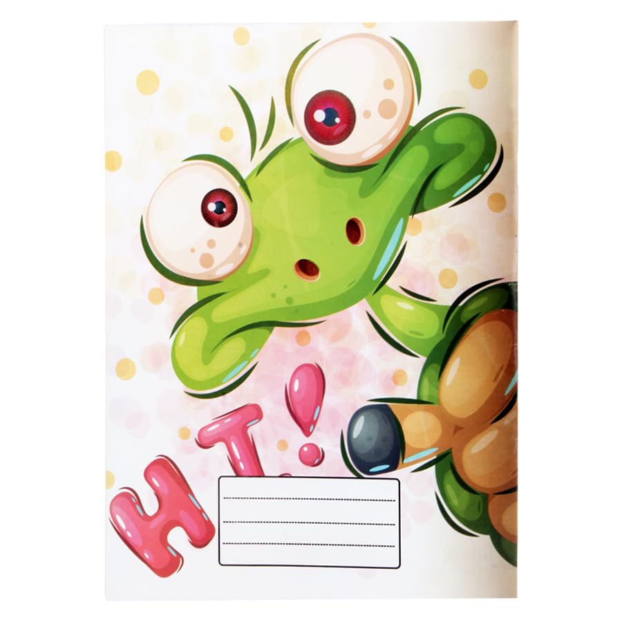 School Copybook Stapled Ruled 28 Sheets Frog Design Coated Cover