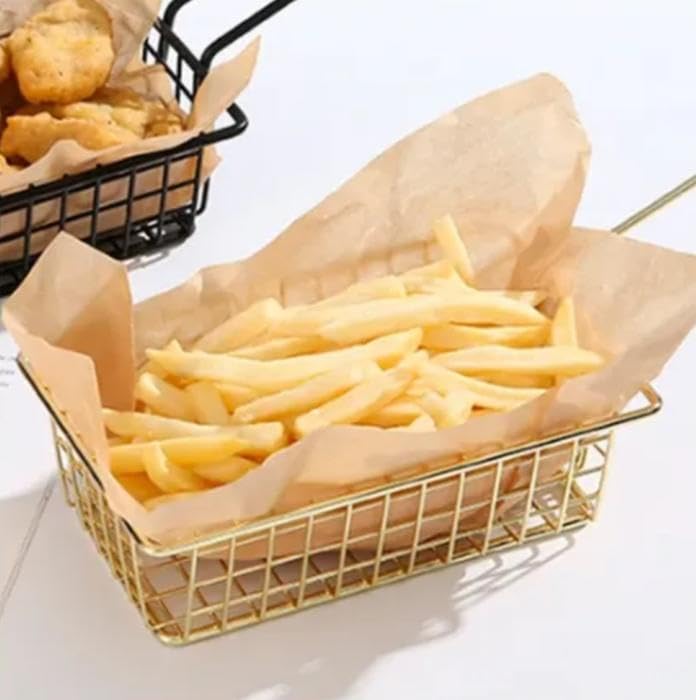 Generic Gold Metal Snack Serving Basket with Handle,for Chips, Appetisers and Potatoes, .Ais