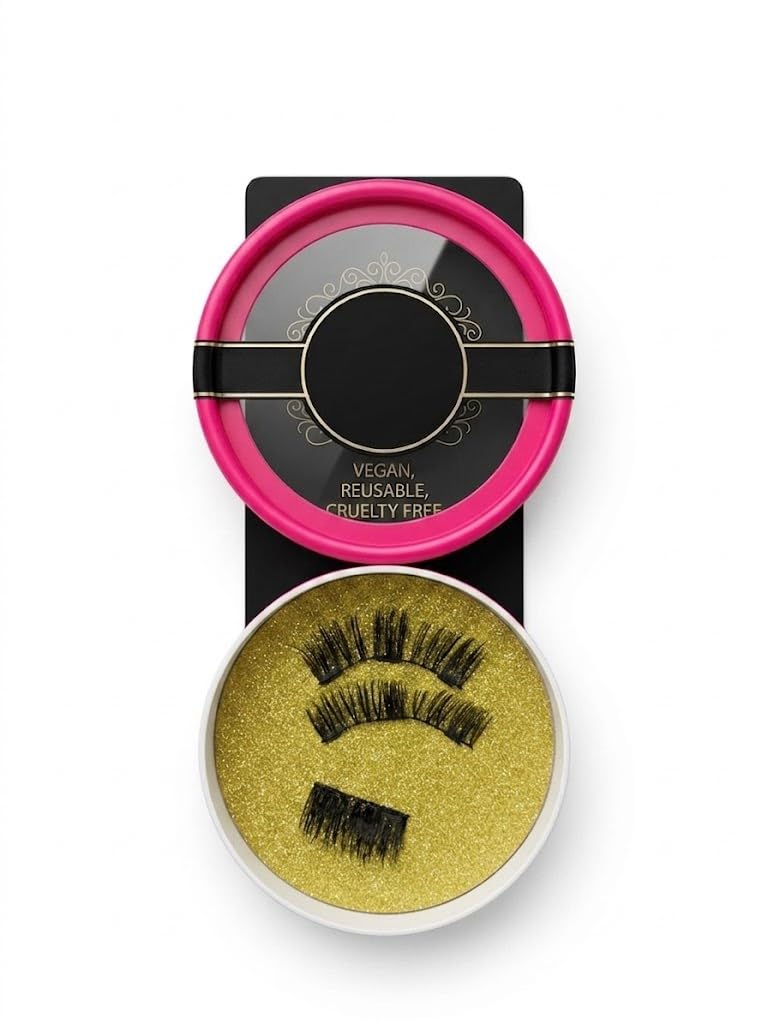 Magnetic Eyelashes, Double Sided Magnetic Eyelashes Reusable Lashes Self Adhesive Waterproof (B)