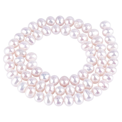 NBEADS 1 Strand Natural Cultured Freshwater Pearl Beads, Natural Round Freshwater Pearl Beads for DIY Crafts Making Jewelry Bracelets Necklaces Earrings, Beige, Beige - Round 5~6mm