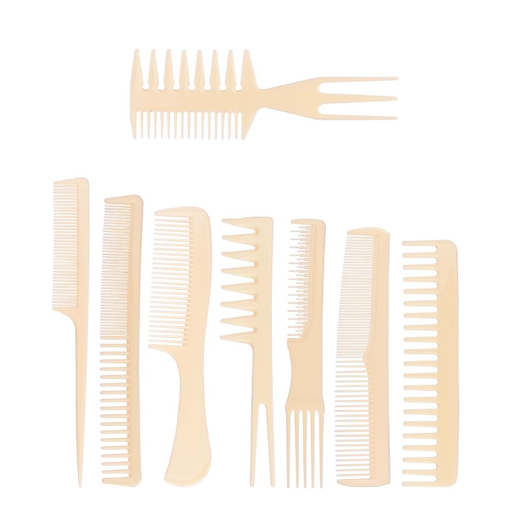 Nopatia Professional Hair Styling Comb Set - Versatile Tool Set for Detangling, Sectioning and Daily Styling - Durable and Fashionable Hair Accessories for Home and Salon Use (Beige)