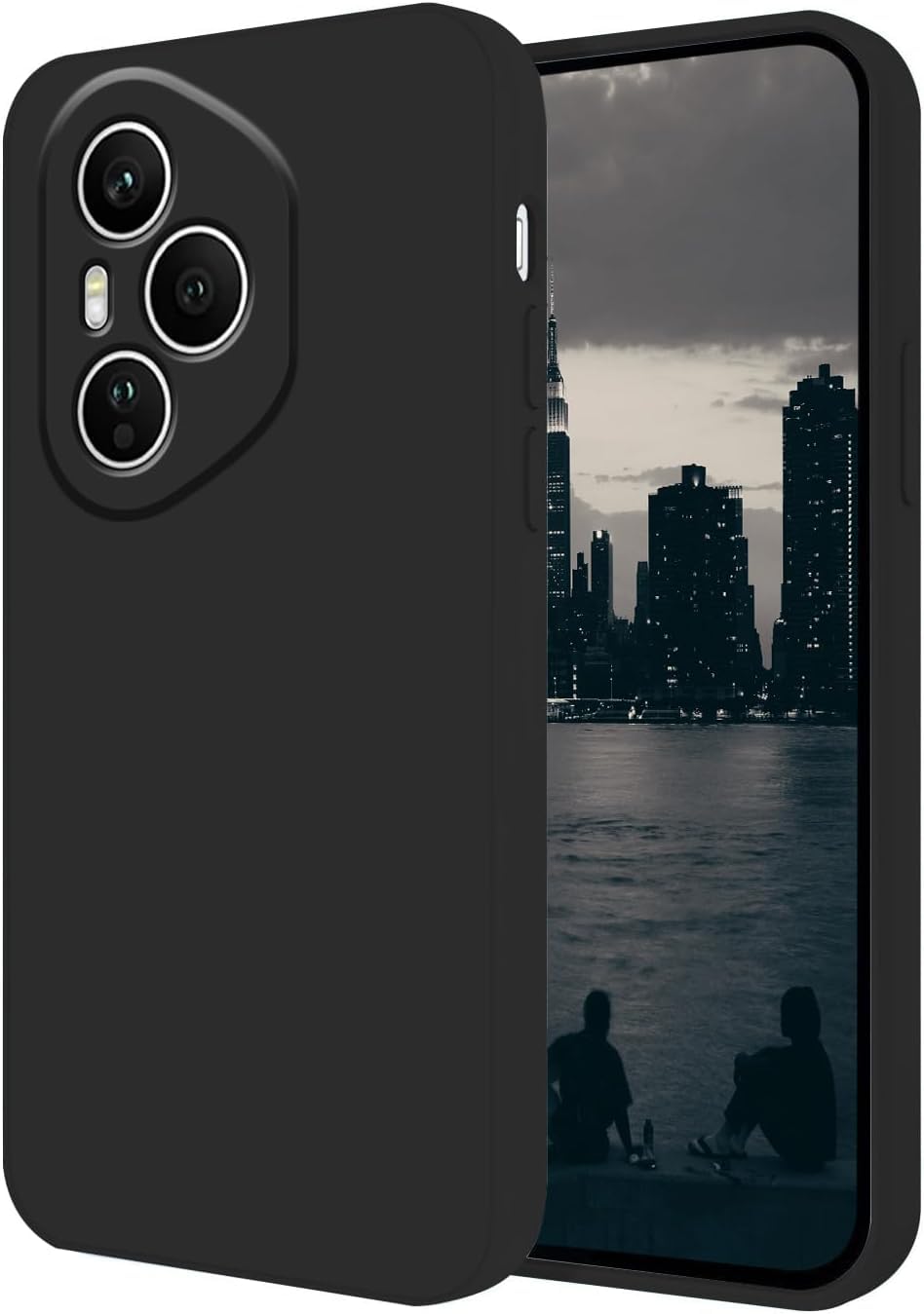 Silicone Case Compatible with Honor 400 Pro, Full Body Silky Soft Touch Phone Case with Camera Protection, Shockproof Cover with Microfiber Lining, Black