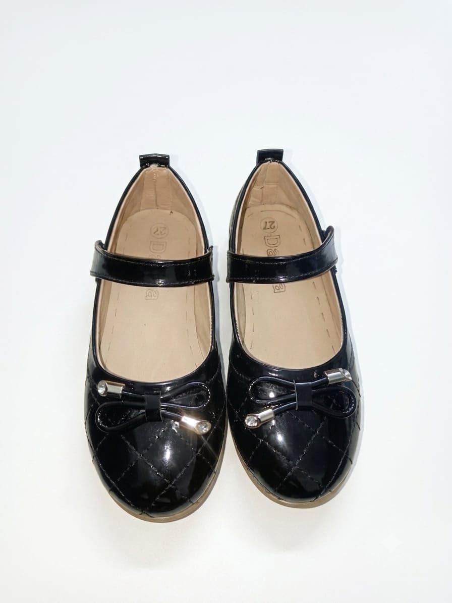 Girls Fashion Bowknot Shoes Black Glitter (32)