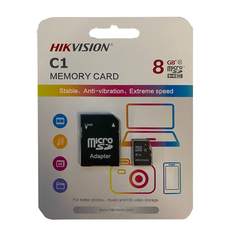 HIKVISION M-SD 8G Micro SDHC Memory Card - C1 Series with Adapter 23MB/s 10MB/s Class 10