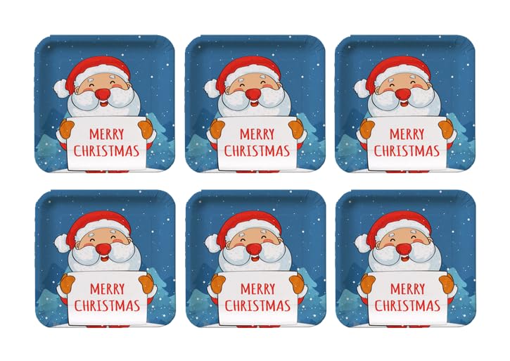 Party plates in distinctive shapes for Christmas, SANTA size (24x24), pack of 6 pieces