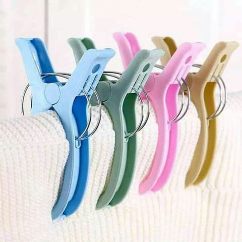 Colorful Clothespins, Plastic with Metal Ring, Multicolor for Hanging Blankets, Quilts, Clothes, Towels