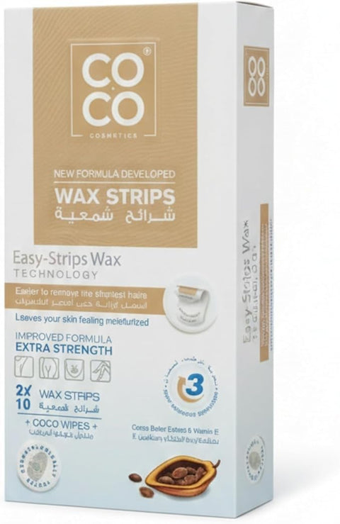 10 Wax Strips for Hair Removal: Facial Hair Removal for Women - Waxing Kit for Women, Wax Strips and One Oil Wipe with Cocoa Butter Extract and Vitamin E for All Skin Types