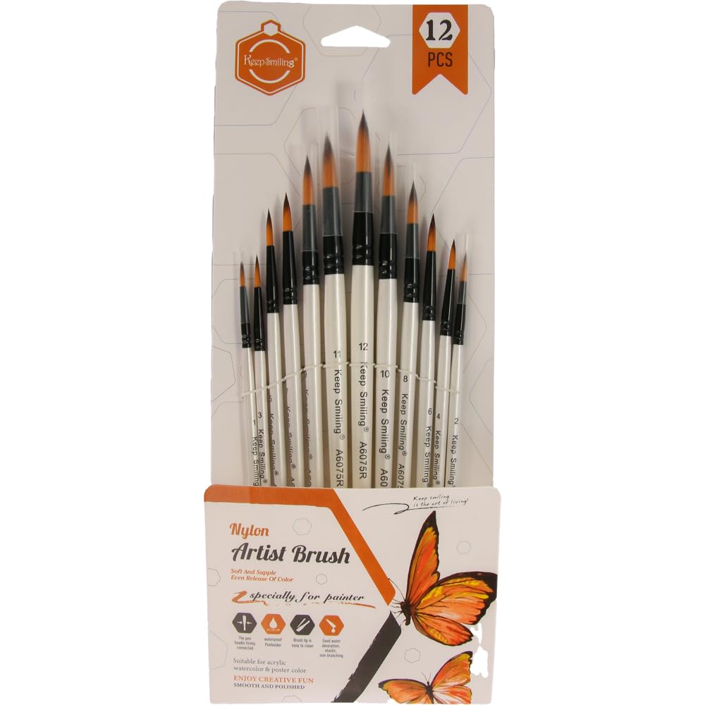 Keep Smiling Round Brush Card A6075R, 12 Pieces, Durable