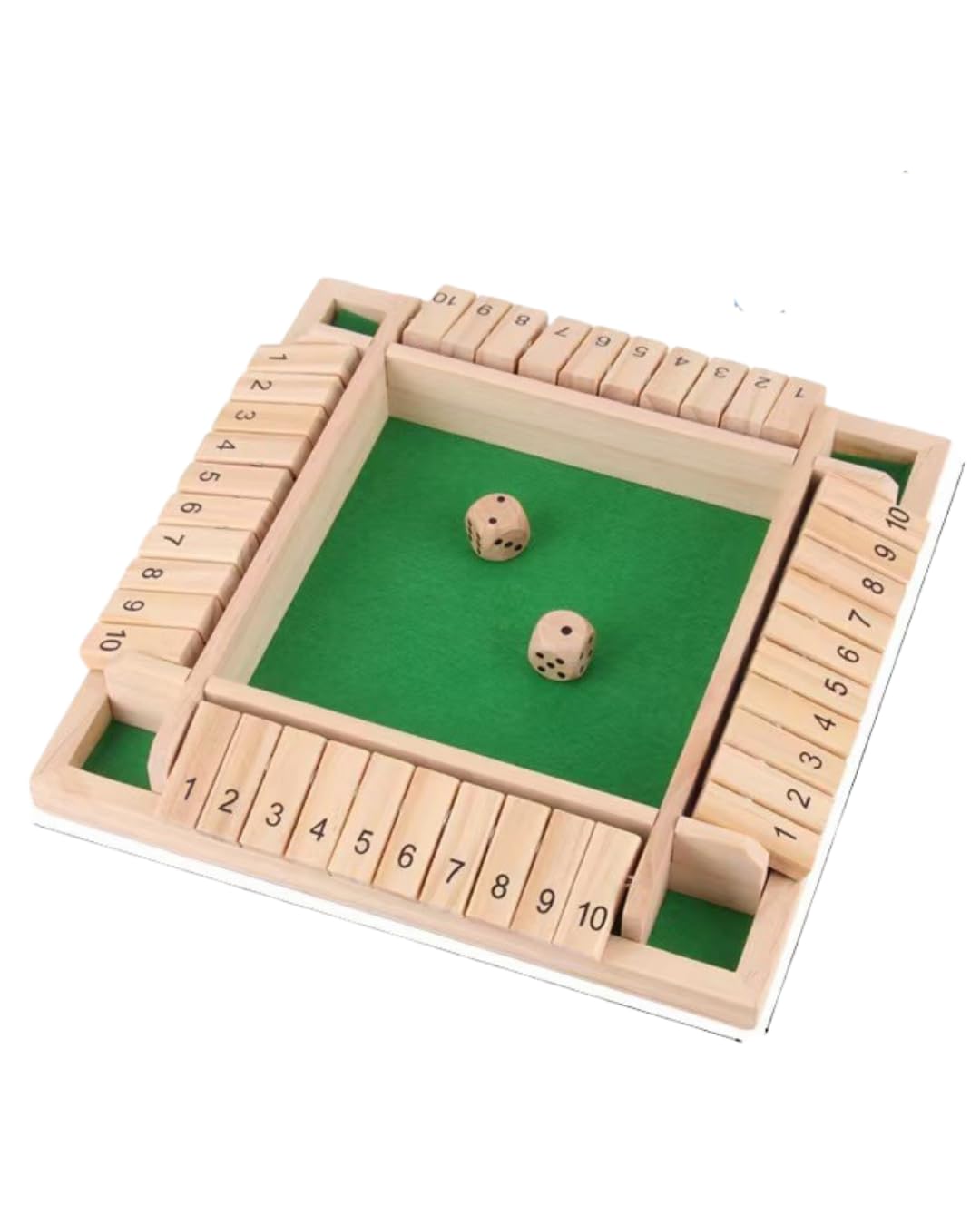 Shut The Box Wooden Board Game, 2-4 Players Dice Game, Math Learning Toy for Kids and Adults, Family Game Night, 22.2cm, Non-Toxic Wood