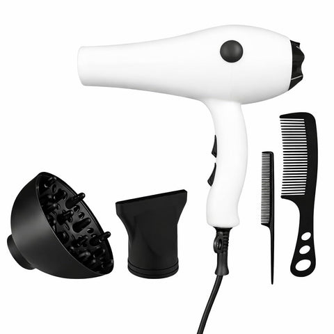 Hair Dryer, Quiet Design, Customizable Settings, Fast Drying, 5000W, PT-V4, White