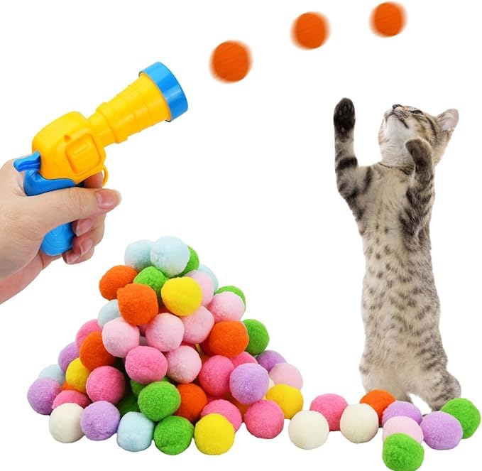 TECHZONE Interactive Pet Toy Launcher Gun for Cats & Dogs – Fun Indoor Exercise & Training Toy | Safe & Durable Pet Play Shooter for Kittens, Puppies & Small Pets