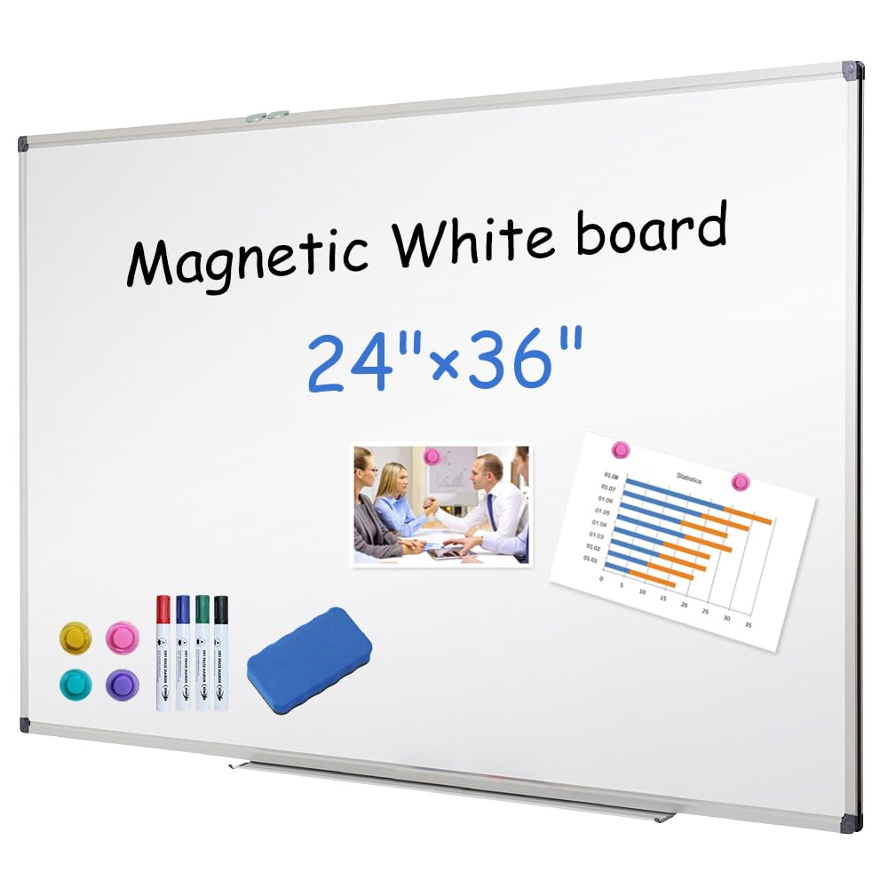 XIWODE Magnetic Dry Erase Board, Wall Mounted Whiteboard, 90 x 60 cm, Lightweight White Board, Wall Mounted Board for Kids, Home, Office, School