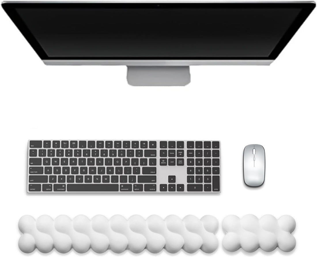 Cloud Keyboard Mouse Pad Wrist Rest Set, Ergonomic Wrist Support with Non-Slip Base, Relief for Typing Pain, Ideal for Gaming & Office Use (White)