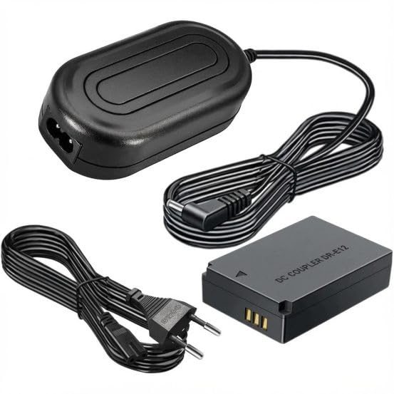 Continuous AC Power Adapter Kit for Canon LP-E12 – DR-LP-E12 Dummy Camera Battery Replacement with Global Compatibility for Studio, Live Streaming, and Webcam Use
