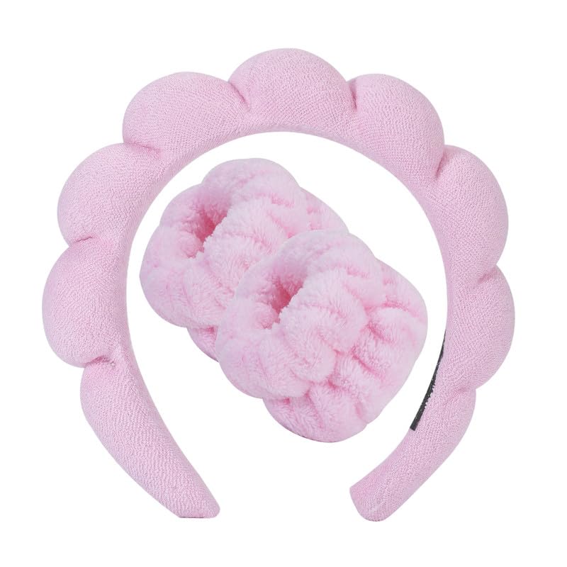 Spa Headband for Washing Face, Skincare Headbands for Makeup Removal, Face Scrubber, Facial Exfoliator, Sponge Makeup Headband, Terry Cloth Headband Bubble Soft Puffy Headband for Girl Women