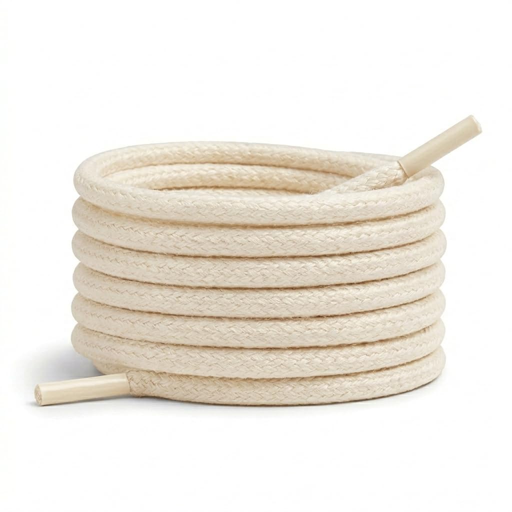 Waxed Cotton Round Shoelaces for Boots, Sneakers, Men and Women - Boots, Dress - Shoe Strings Available in 2 Pairs Multiple Lengths and Colors