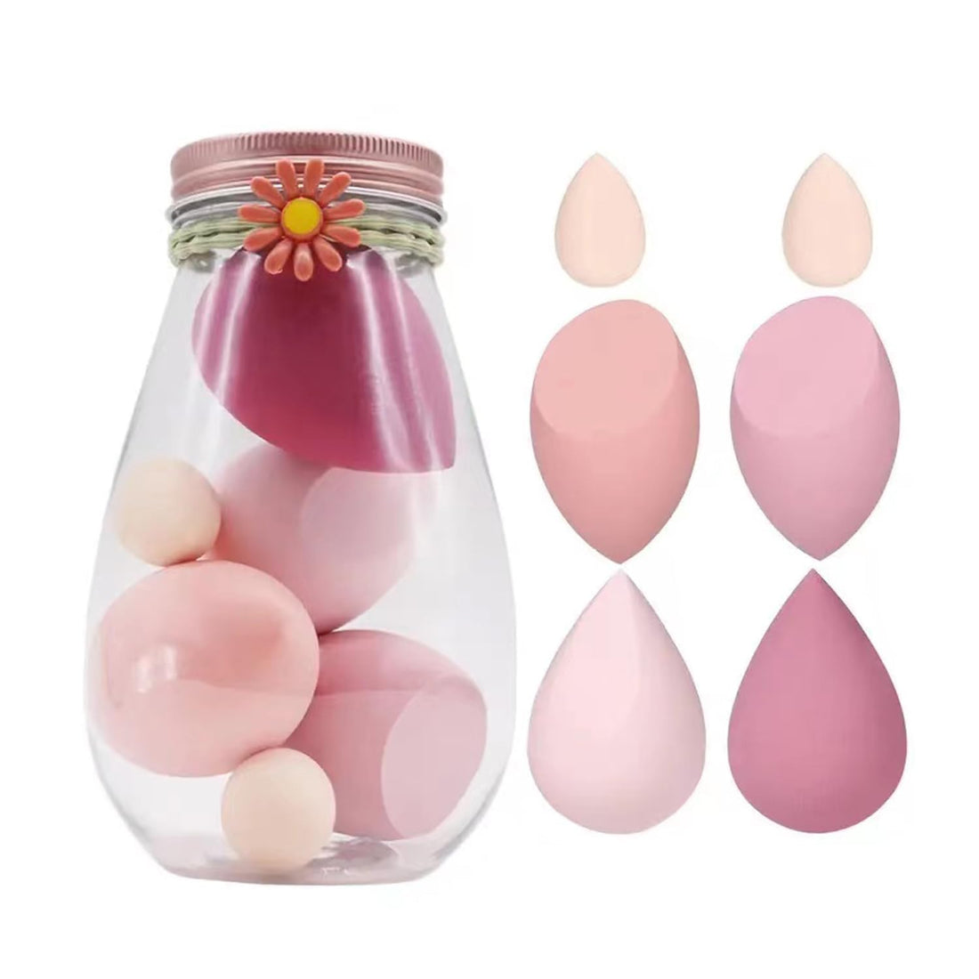 Mystic Orchard Makeup Sponge, Set Beauty Blender,Dry and Wet Use Makeup Sponges for Liquid,Powder, Cream, Multi-shape Foundation Makeup tools Makeup Egg Set (Pink, 6pcs)
