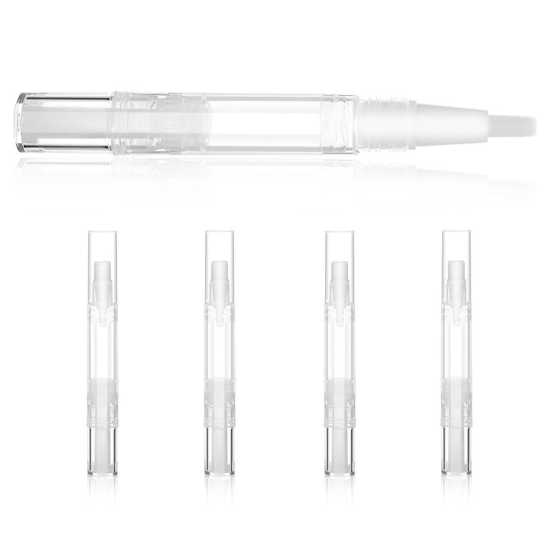 5 Pack 5ml Eyelash Growth Liquid Tube Empty Cuticle Oil Pen with Brush Tip Transparent Twist Pen Cosmetic Lip Gloss Container Travel Cosmetic Containers Bottles (5 Pcs 5ml)