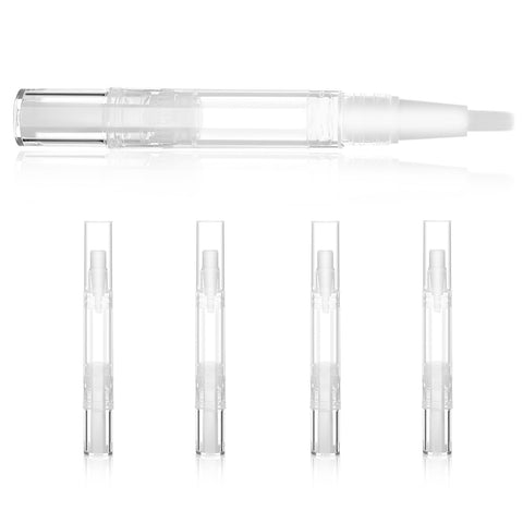 5 Pack 5ml Eyelash Growth Liquid Tube Empty Cuticle Oil Pen with Brush Tip Transparent Twist Pen Cosmetic Lip Gloss Container Travel Cosmetic Containers Bottles (5 Pcs 5ml)