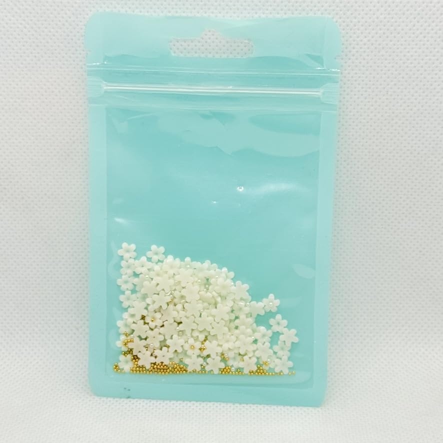 3D Flower Nail Art Charms Acrylic Nail Art Supplies 3D Nail Flowers Rhinestone Manicure DIY Nail Decorations Nail Art Rhinestones Five-Petal Flower Ornaments for Women (White)