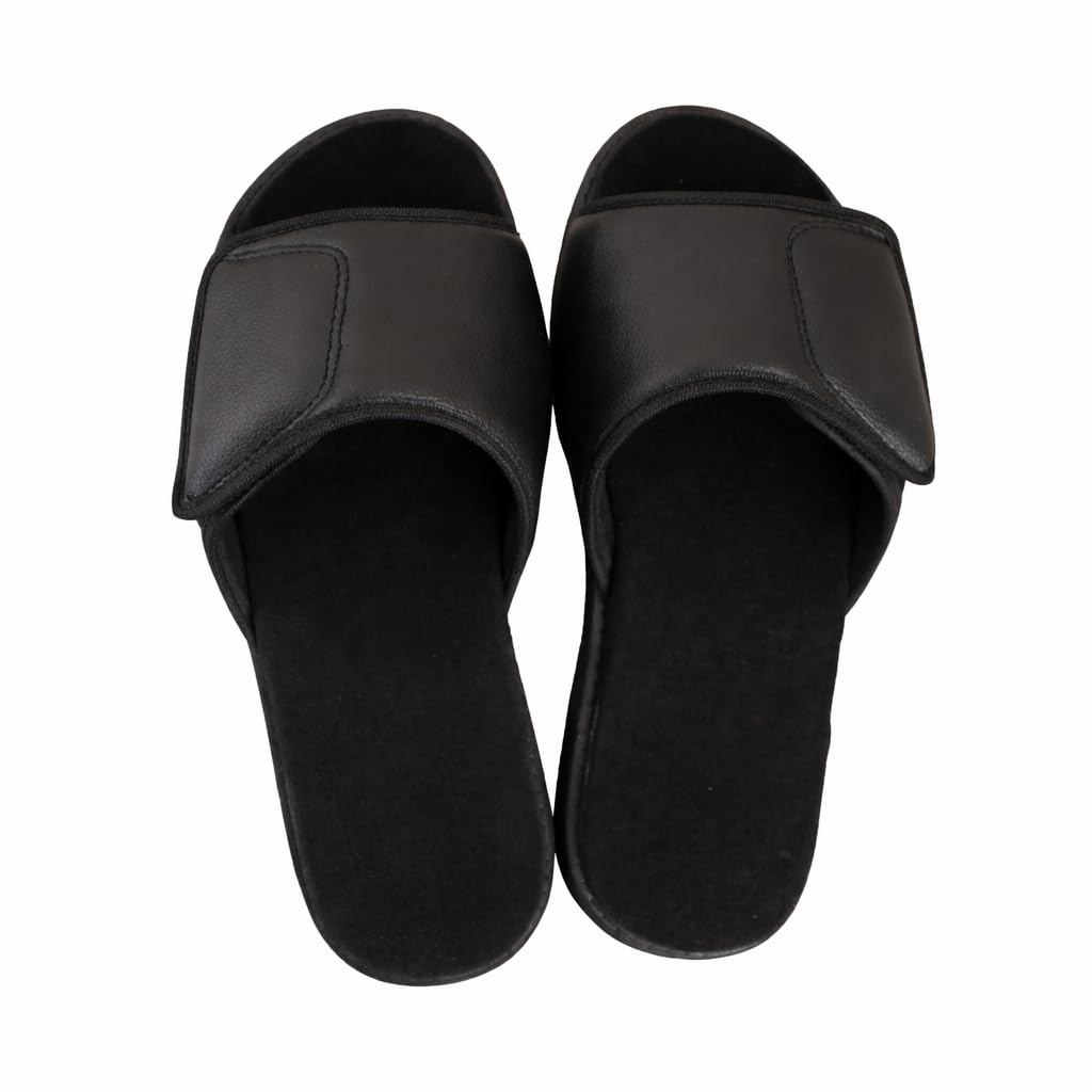 Medical slippers for sensitive feet and diabetics,EVA lightweight shock-absorbing sole,practical esky leather easy to clean,fully cushioned for extra comfort,black,max comfort (48)