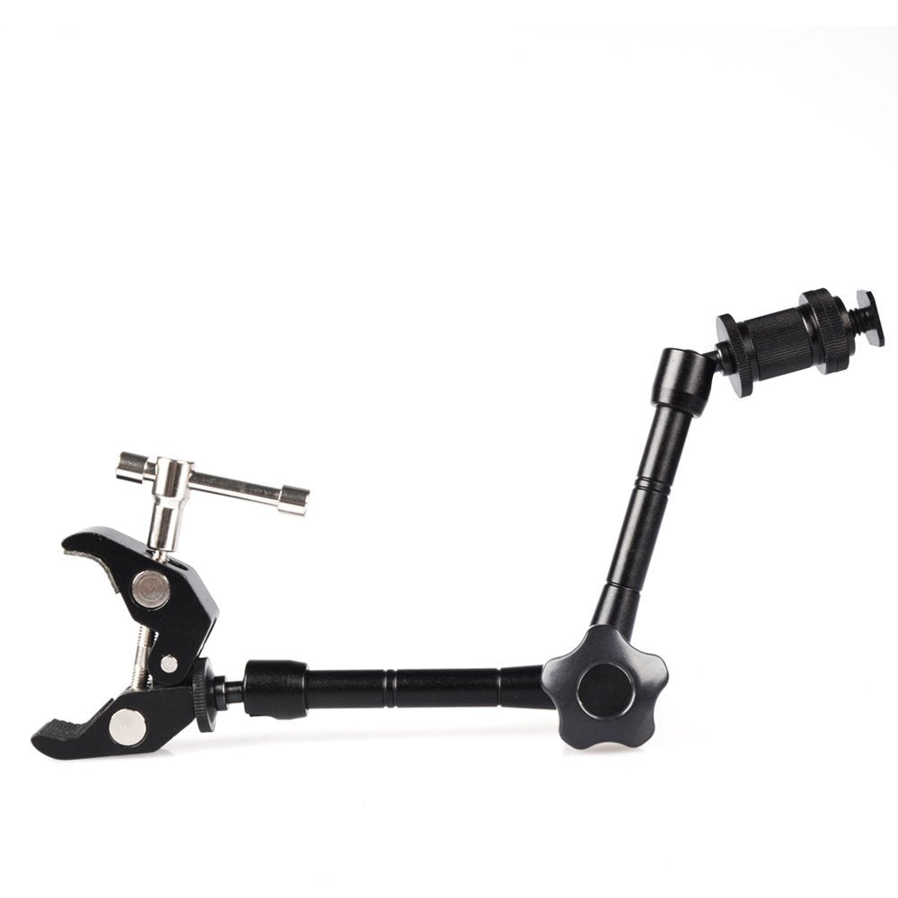 MyArmor Articulating Friction Magic Arm 11 Inch & Large Adjustable Super Rod Clamp Pliers Clip with 1/4" and 3/8" Socket Thread for DSLR Camera Rig/LCD Monitor/LED Lights/Flash Light