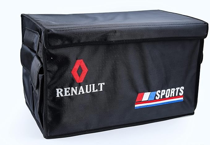 M MAKE OVER A C C E S S O R I Z E Y O U R C A R Foldable Car Trunk Organizer, Storage Box with Small Pockets and Slots for Renault-Black-Created by Makeover