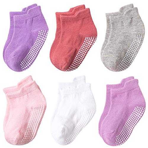 6 Pairs Baby Socks With Grippers, Non Slip Grip Baby Socks